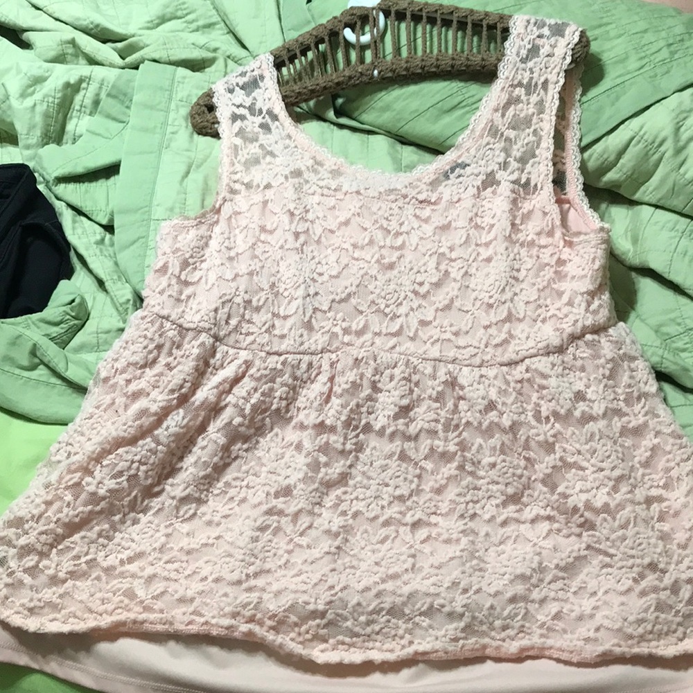 Baby doll Pink lace top